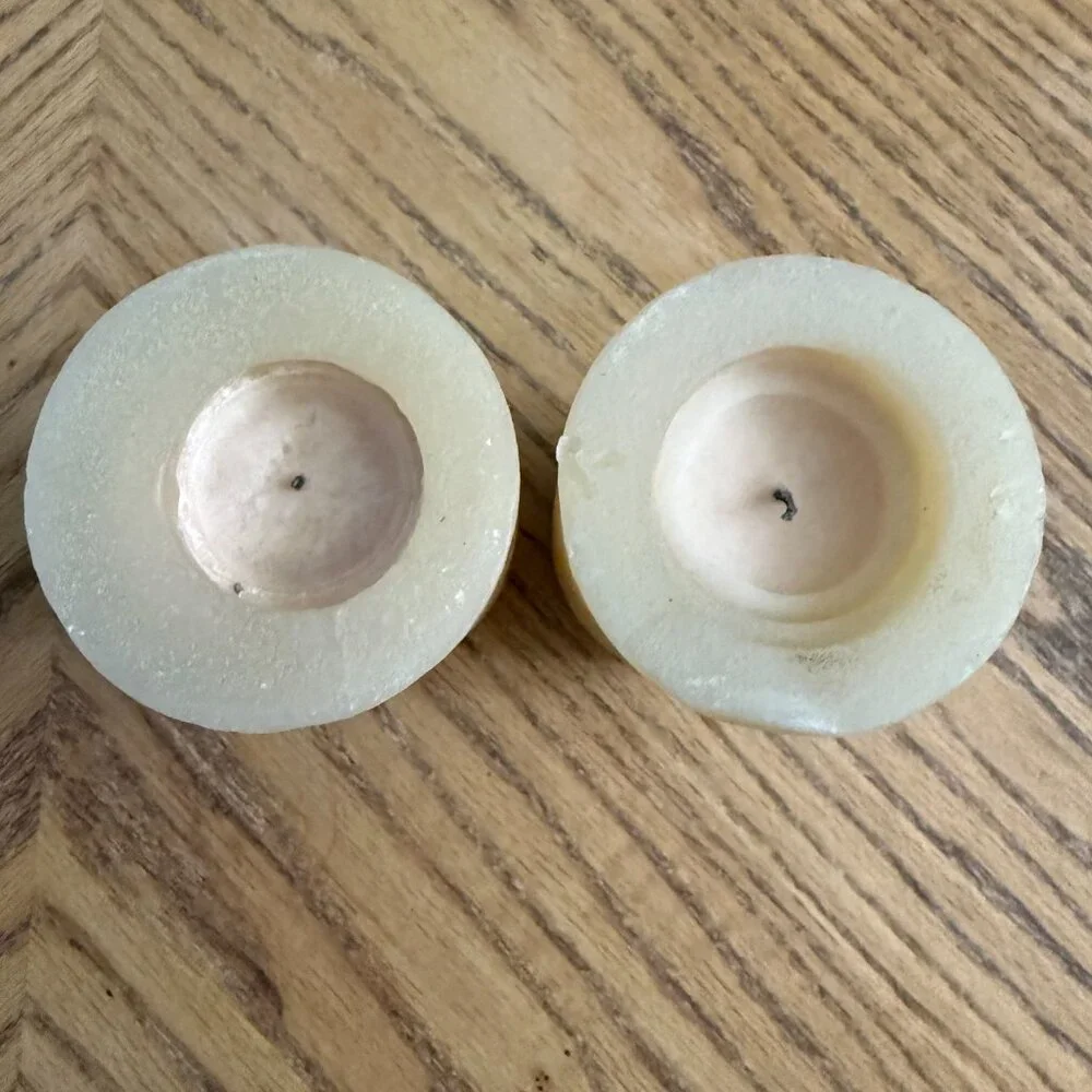 Set of 2 Pier 1 Imports Dragonfly Floral Etched Decorative Pillar Candles